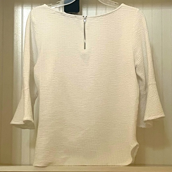 White, Quarter Length Bell Sleeves Blouse | L - Picture 2 of 7